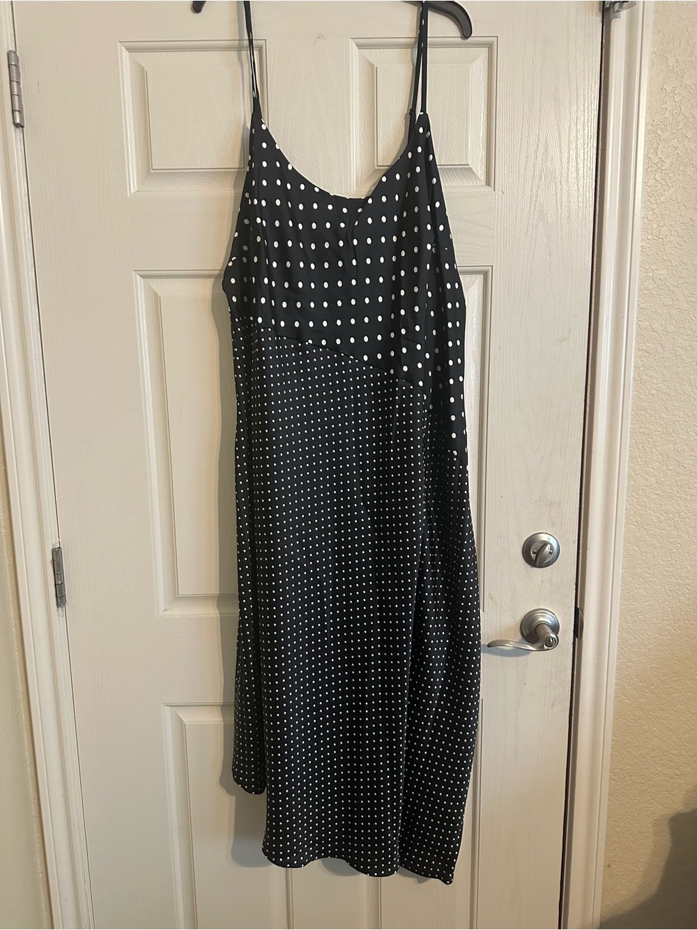 a new day Black and White Polka Dot Midi Slip Dress